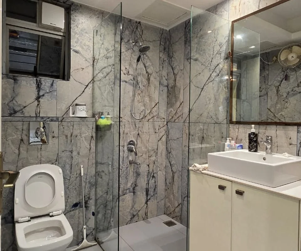 Bathroom with glass enclosure