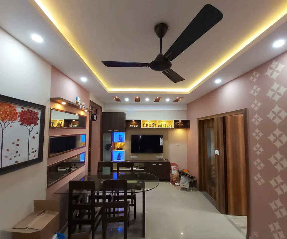 Dining and media wall