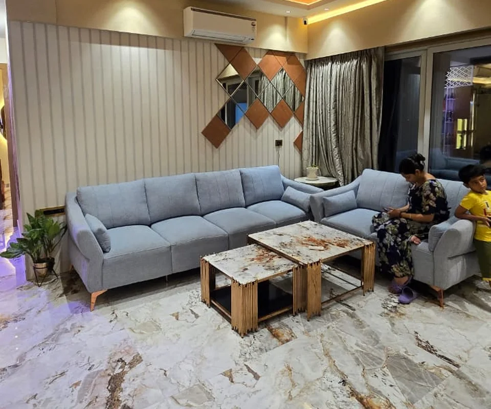 Living room with timber ceiling
