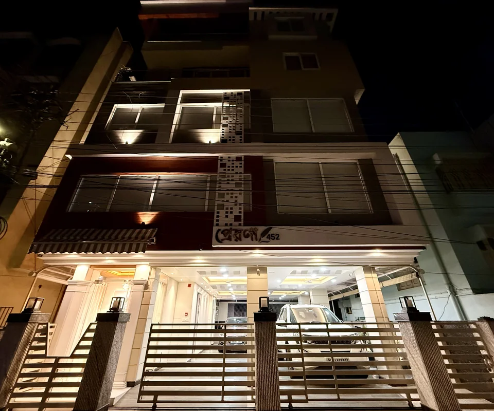 Building exterior at night